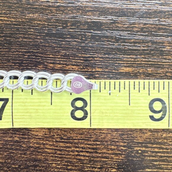 VTG Sterling Silver 925 Double Link Chain Bracelet Lobster Clasp Size 8" Length - Picture 8 of 10